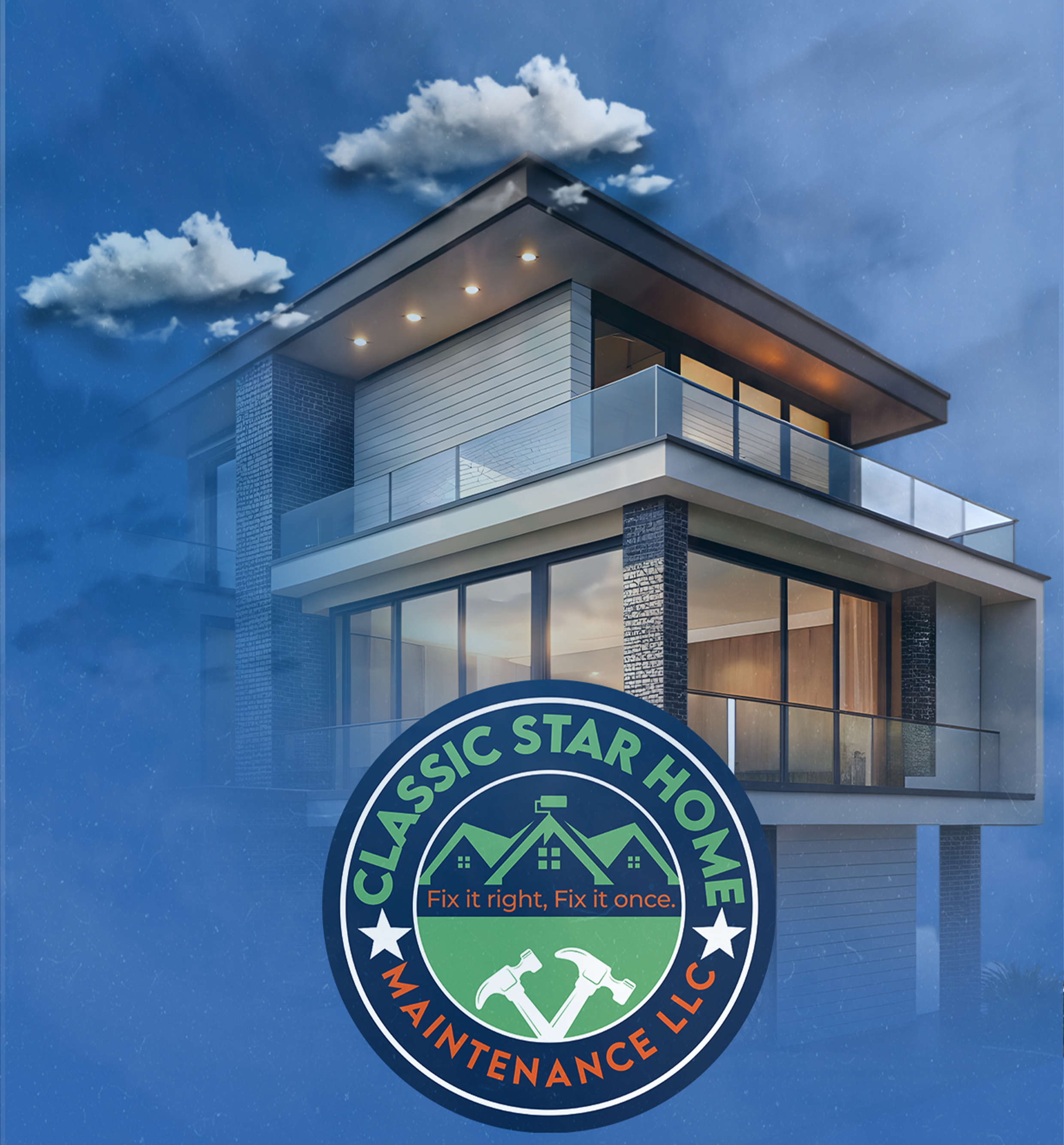 Repairman cleaning window